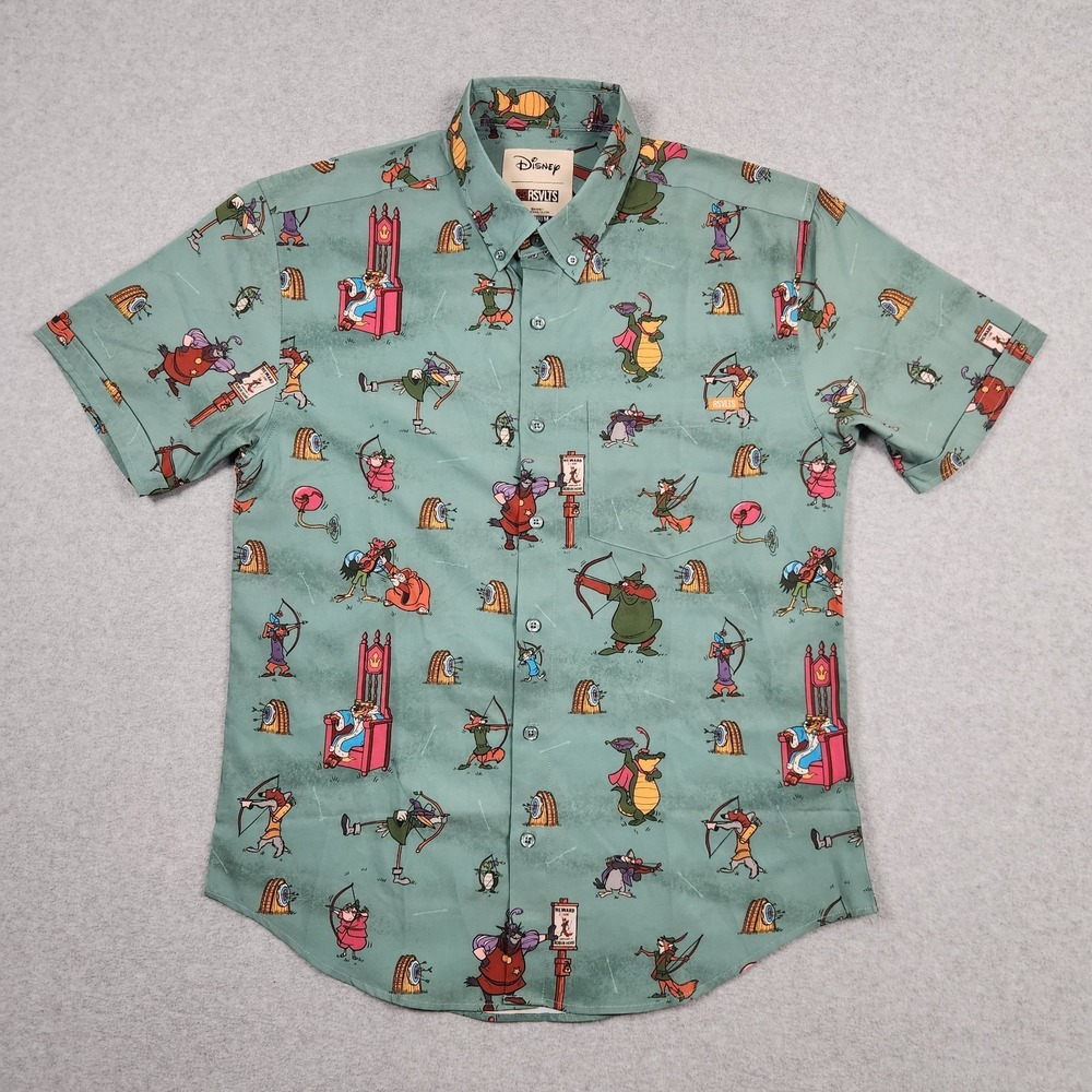 RSVLTS Disney Robin Hood Shirt Medium Archrivals Kunuflex Short Sleeve Button